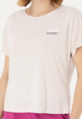 Kadın Taş Bisiklet Yaka Tişört - 50271621028