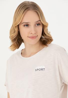 Kadın Taş Bisiklet Yaka Tişört - 50271621028