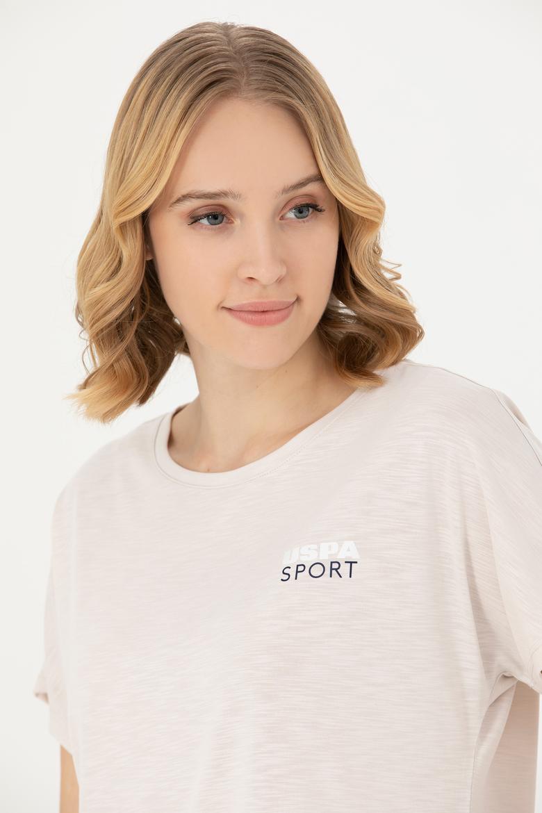 Kadın Taş Bisiklet Yaka Tişört - 50271621028