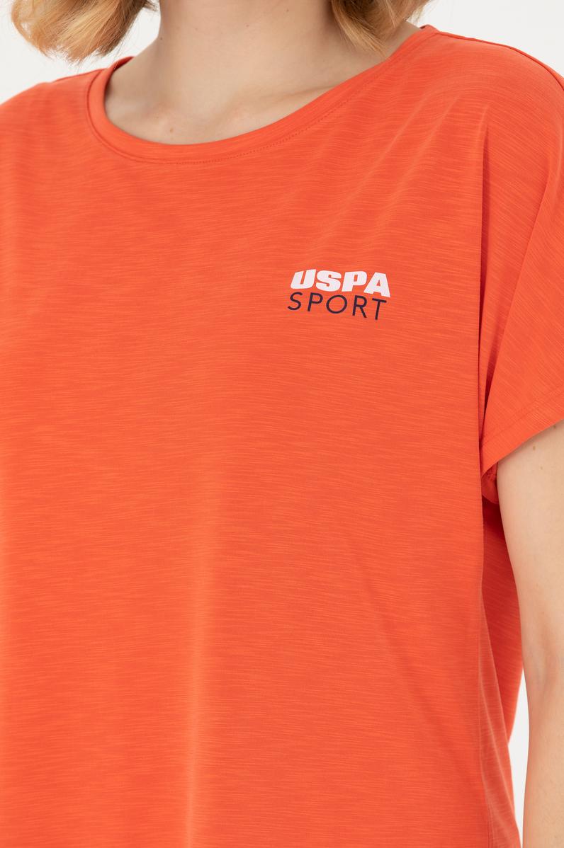 Kadın Turuncu Bisiklet Yaka Tişört