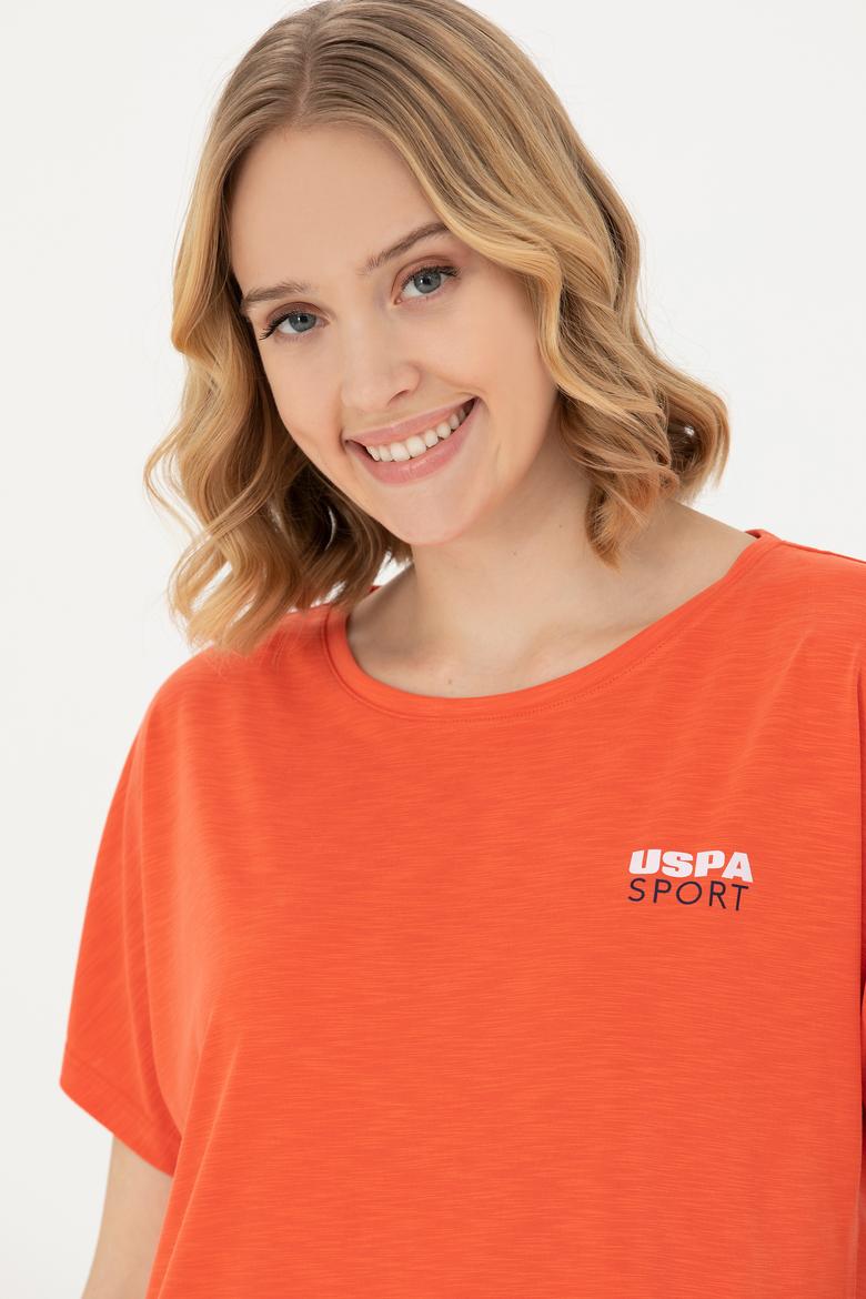 Kadın Turuncu Bisiklet Yaka Tişört - 50271621059