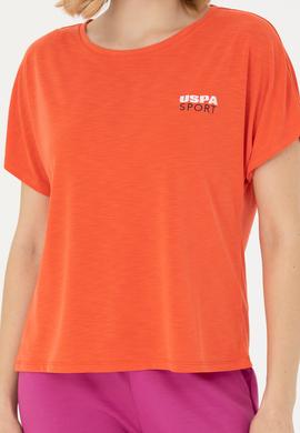 Kadın Turuncu Bisiklet Yaka Tişört - 50271621059