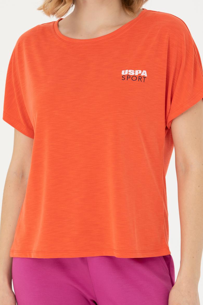 Kadın Turuncu Bisiklet Yaka Tişört - 50271621059