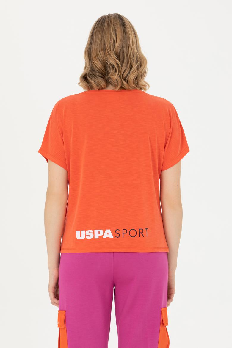 Kadın Turuncu Bisiklet Yaka Tişört - 50271621059