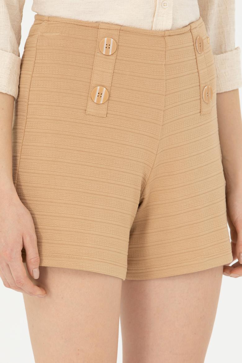 Kadın Camel Örme Şort - 50263791019