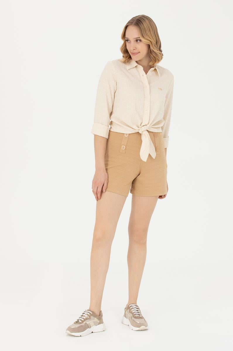 Kadın Camel Örme Şort