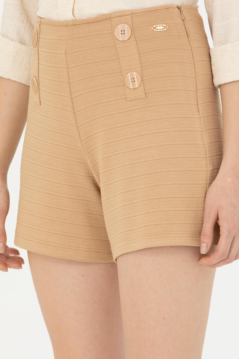 Kadın Camel Örme Şort - 50263791019