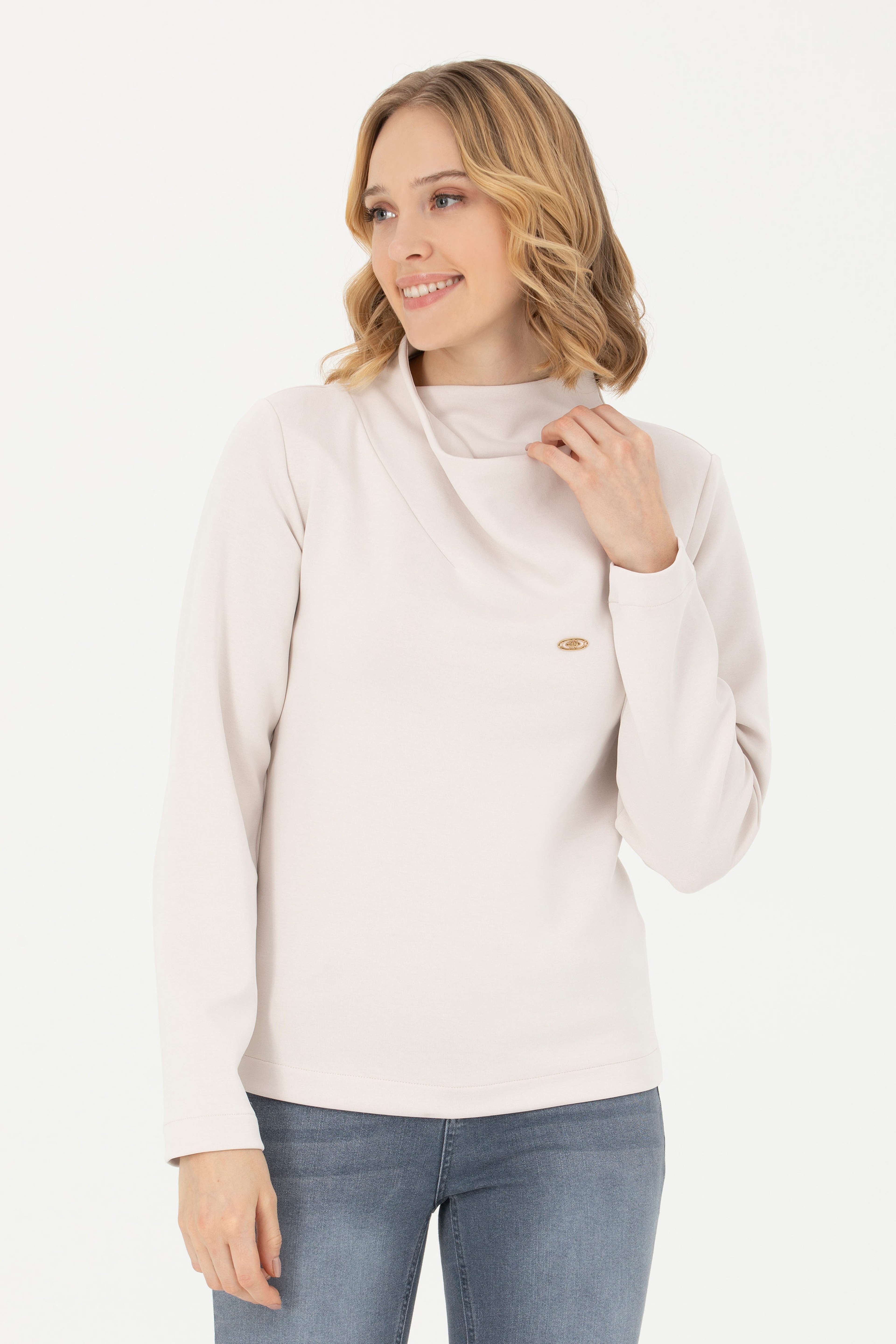 Kadın Taş Dik Yaka Sweatshirt - Image 1