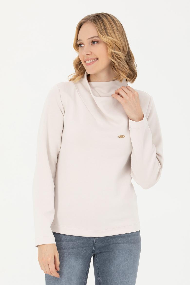 Kadın Taş Dik Yaka Sweatshirt