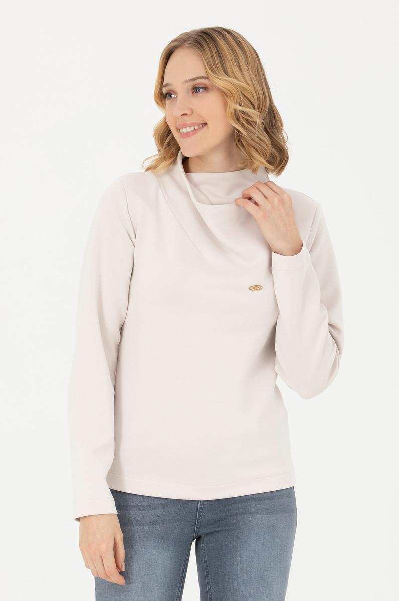 Kadın Taş Dik Yaka Sweatshirt