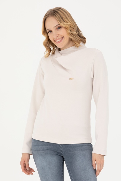 Kadın Taş Dik Yaka Sweatshirt