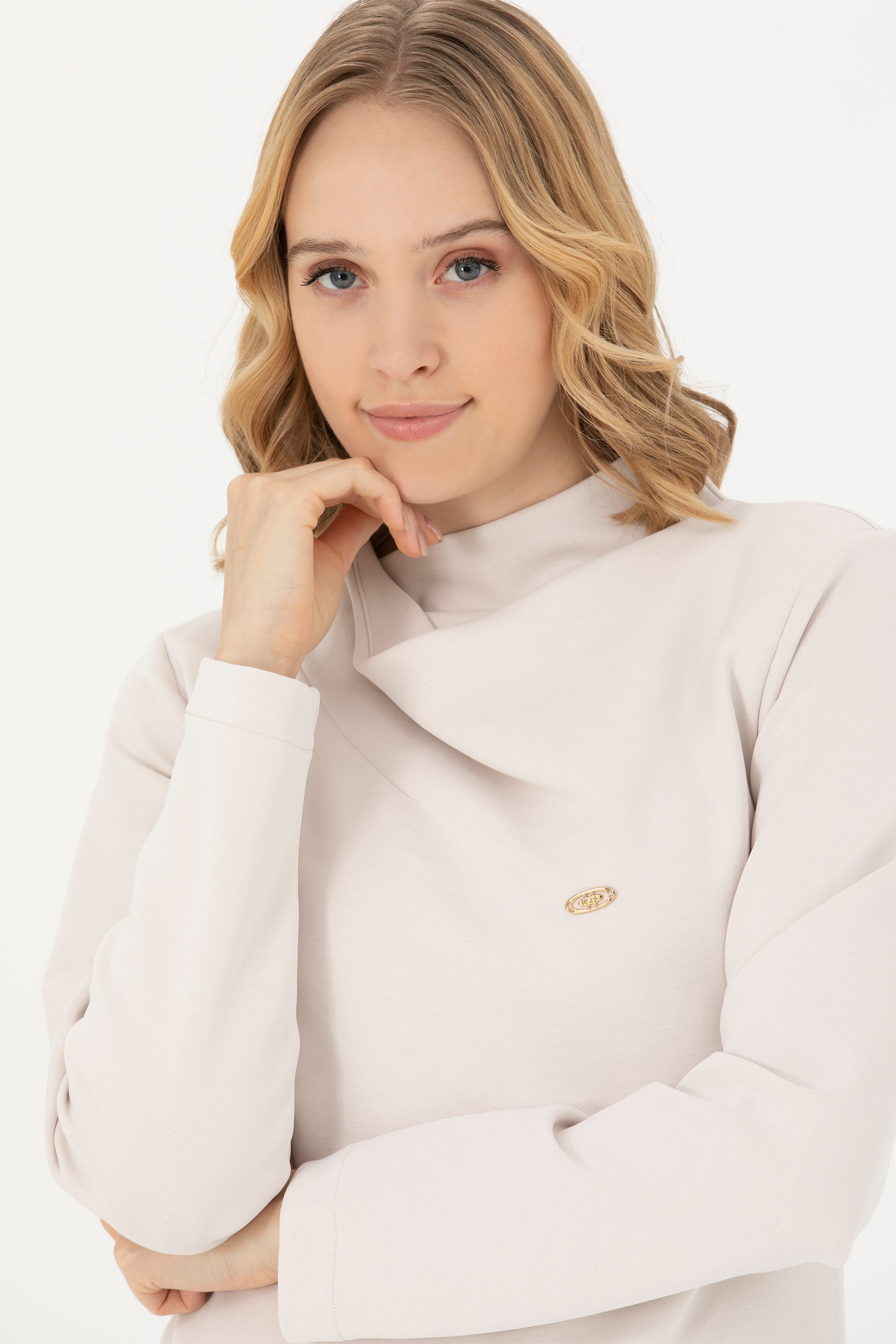 Kadın Taş Dik Yaka Sweatshirt - Image 2