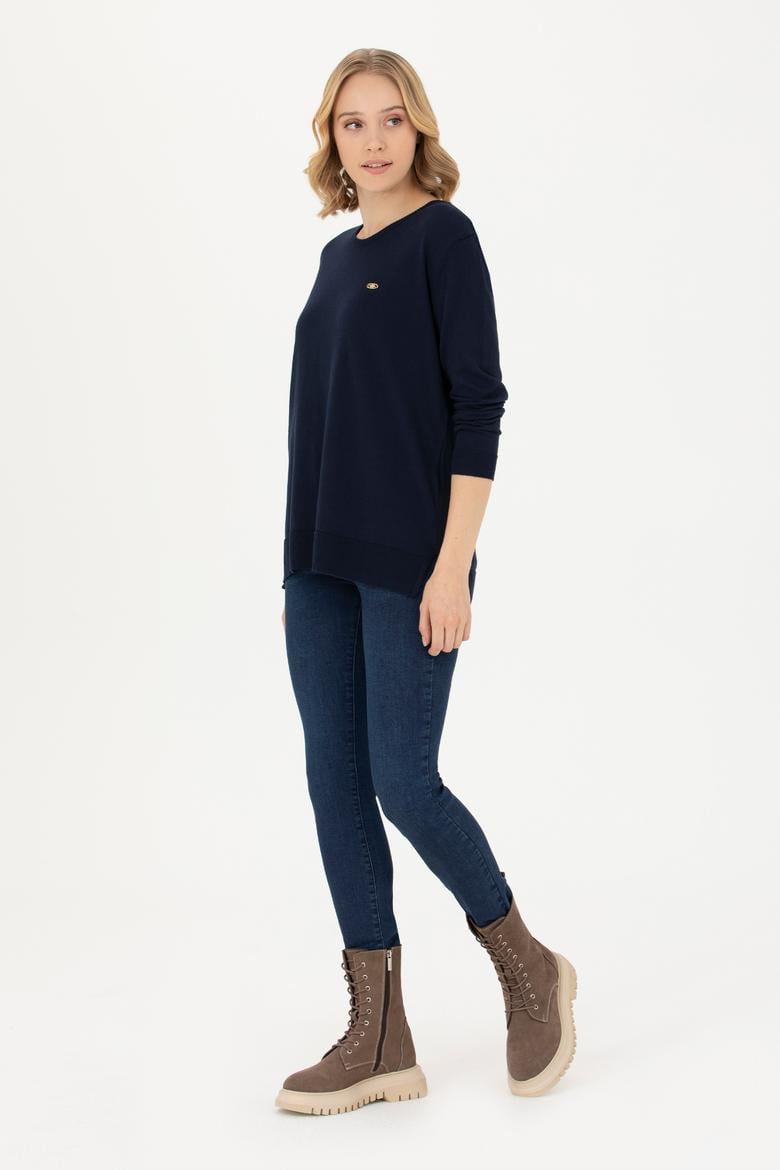 Kadın Lacivert Bisiklet Yaka Basic Kazak - 50277309001