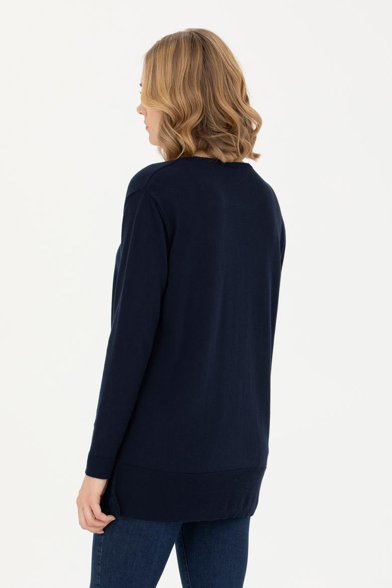 Kadın Lacivert Bisiklet Yaka Basic Kazak - 50277309001