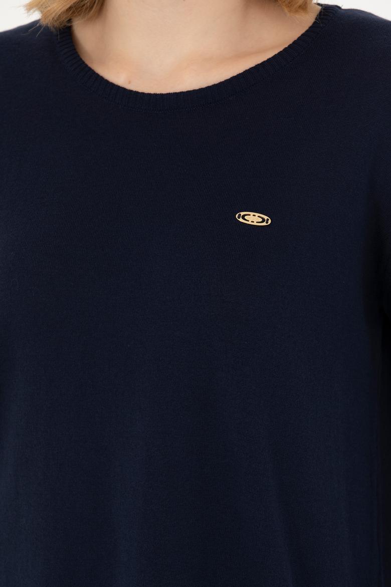 Kadın Lacivert Bisiklet Yaka Basic Kazak - 50277309001