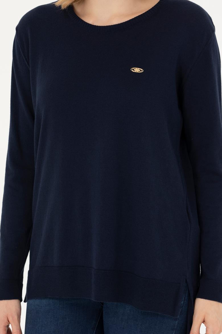 Kadın Lacivert Bisiklet Yaka Basic Kazak - 50277309001