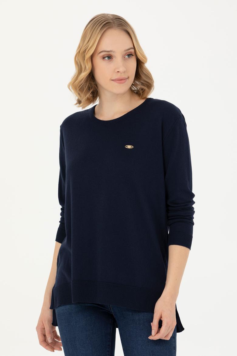 Kadın Lacivert Bisiklet Yaka Basic Kazak - 50277309001