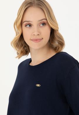 Kadın Lacivert Bisiklet Yaka Basic Kazak - 50277309001