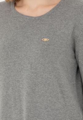 Kadın Gri Melanj Bisiklet Yaka Basic Kazak - 50277309010