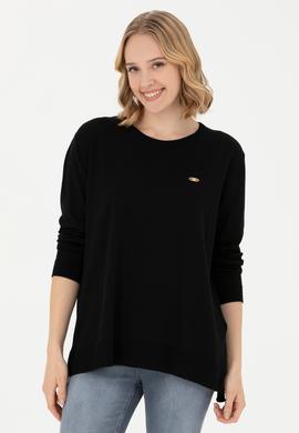 Kadın Siyah Bisiklet Yaka Basic Kazak - 50277309022