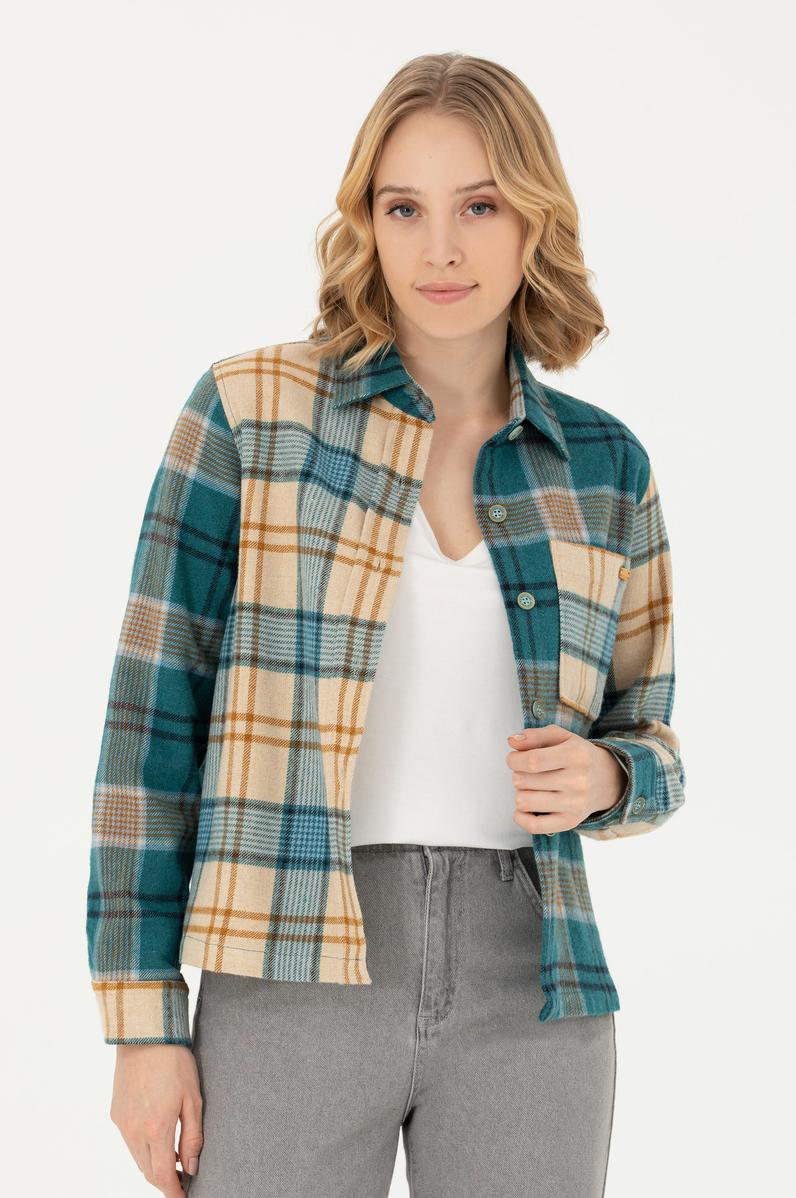 Kadın Mint Uzun Kollu Gömlek