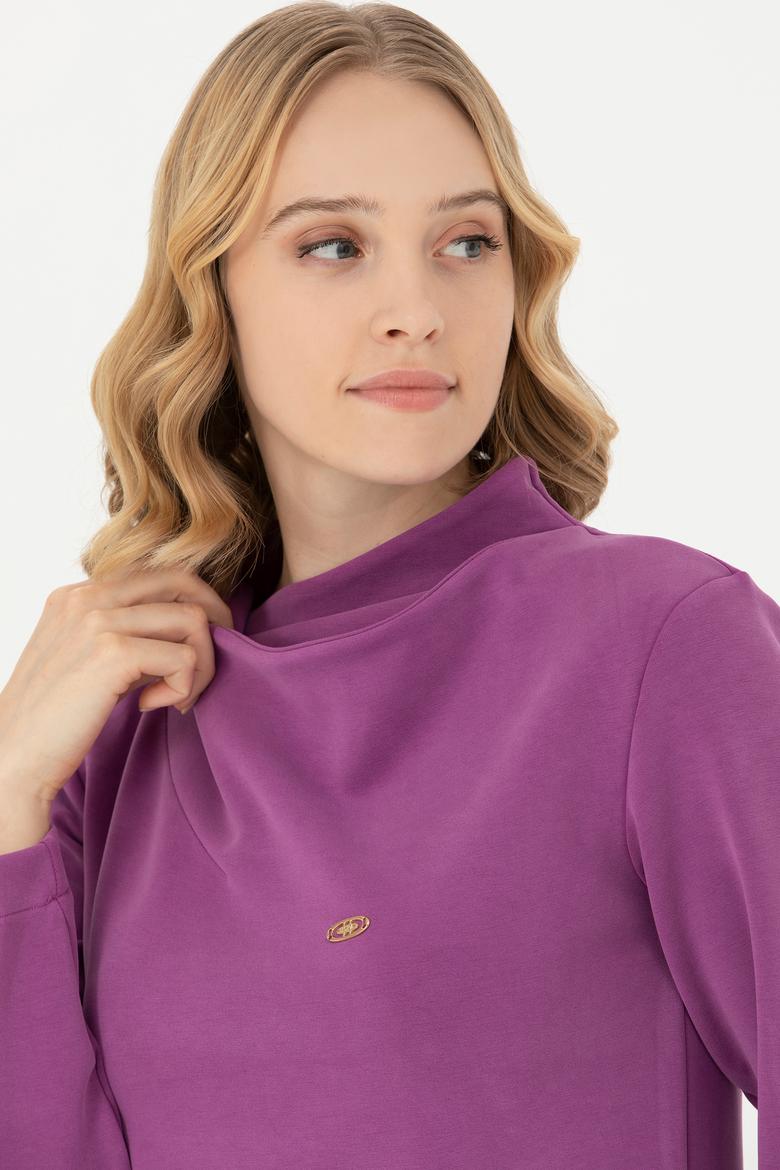 Kadın Violet Dik Yaka Sweatshirt - 50272085013