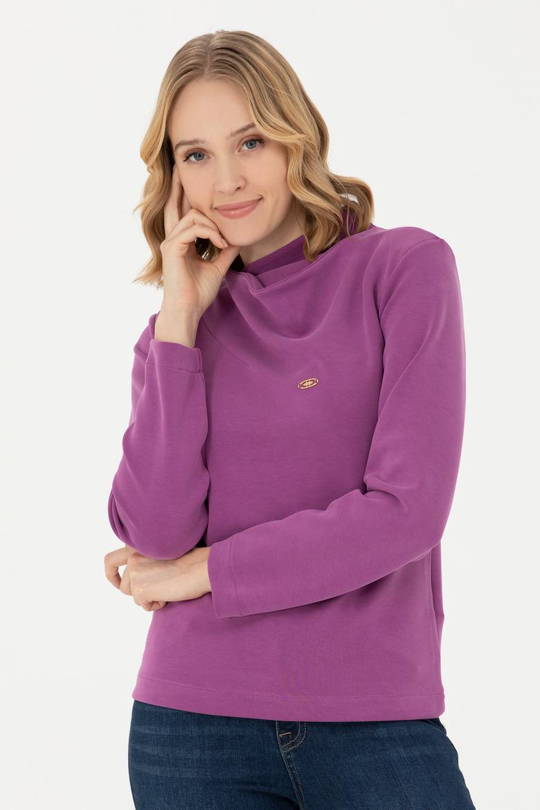 Kadın Violet Dik Yaka Sweatshirt - 50272085013
