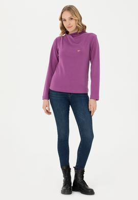 Kadın Violet Dik Yaka Sweatshirt - 50272085013