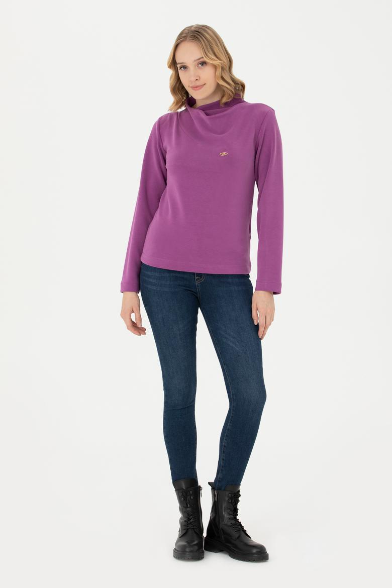 Kadın Violet Dik Yaka Sweatshirt - 50272085013