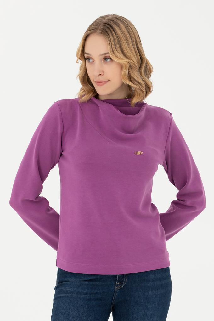 Kadın Violet Dik Yaka Sweatshirt