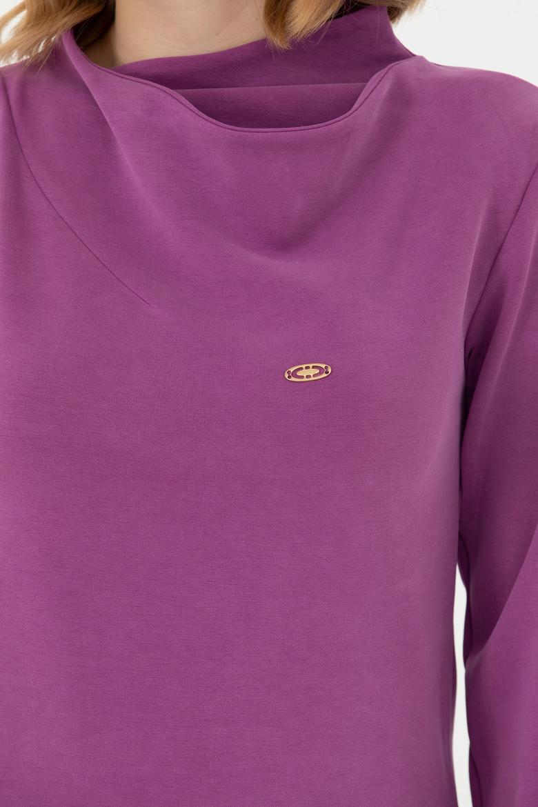 Kadın Violet Dik Yaka Sweatshirt - 50272085013