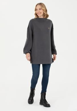 Kadın Antrasit Dik Yaka Sweatshirt - 50277166012