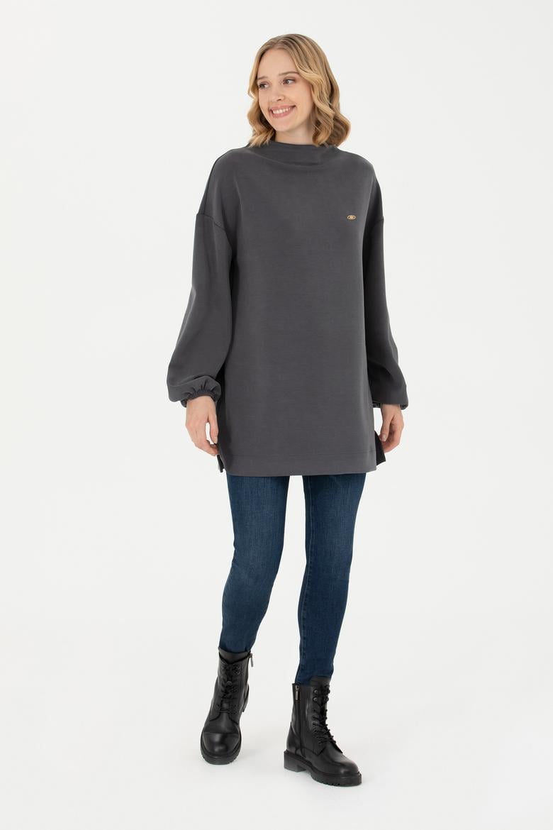 Kadın Antrasit Dik Yaka Sweatshirt - 50277166012