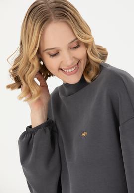 Kadın Antrasit Dik Yaka Sweatshirt - 50277166012
