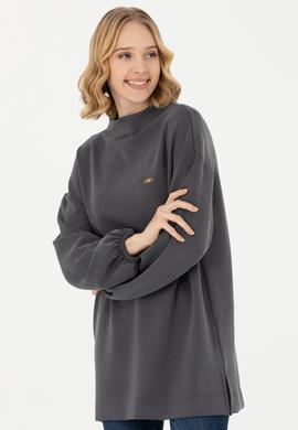 Kadın Antrasit Dik Yaka Sweatshirt - 50277166012
