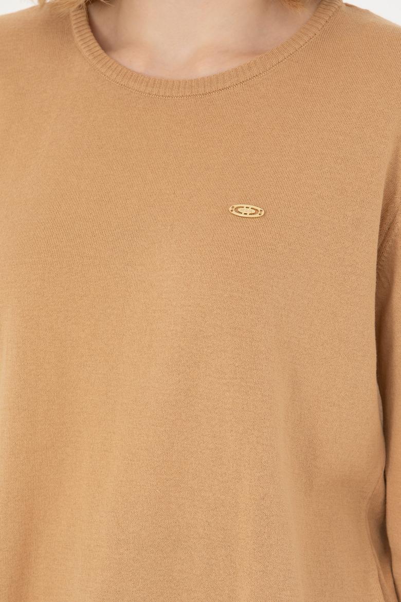 Kadın Kum Bisiklet Yaka Basic Kazak - 50277309034