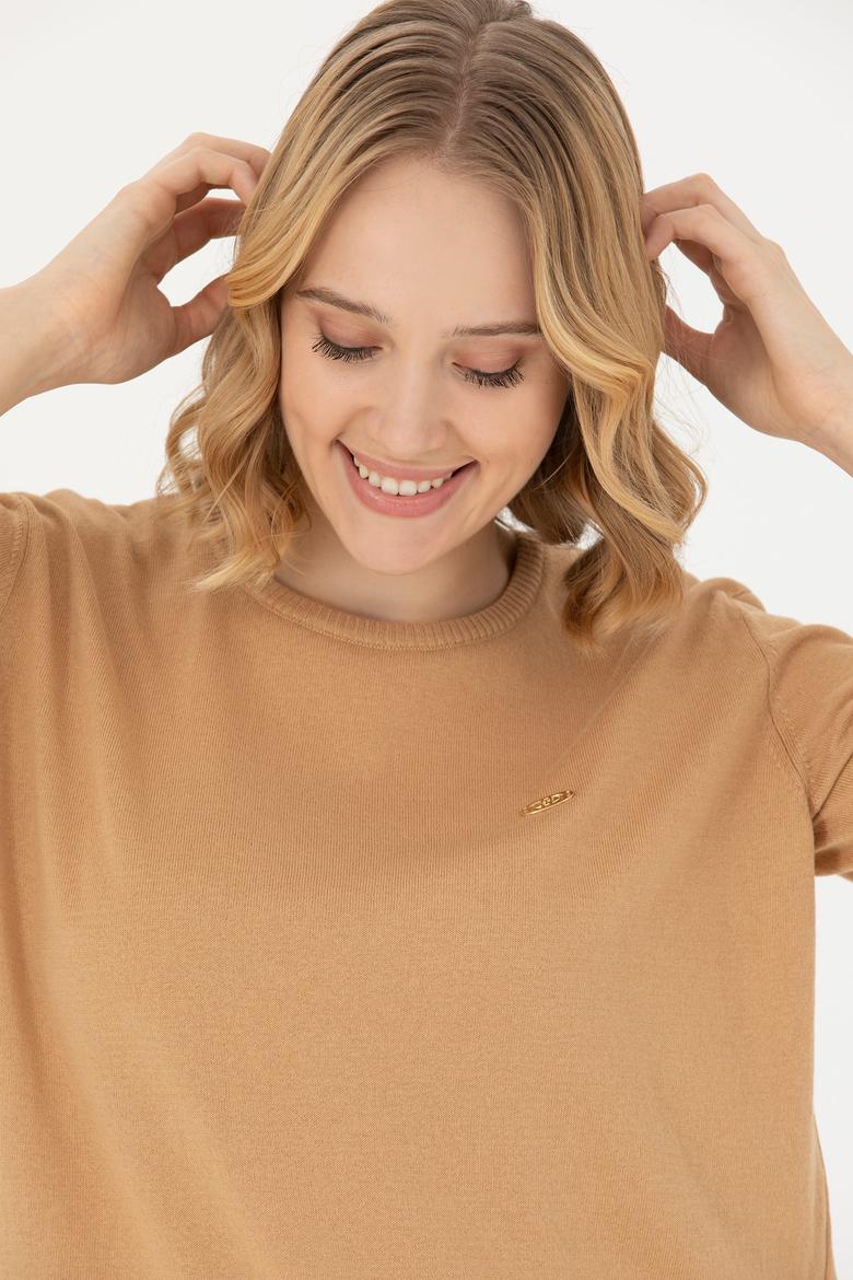 Kadın Kum Bisiklet Yaka Basic Kazak - 50277309034