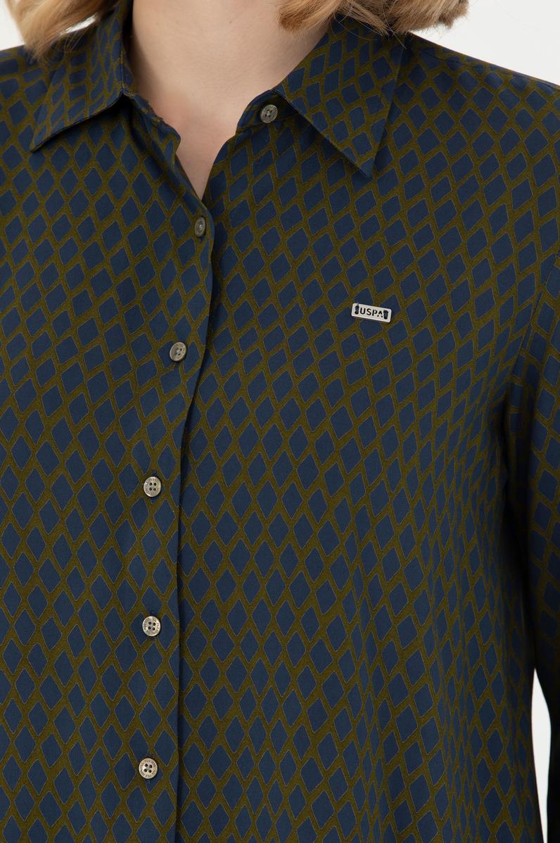 Kadın Haki Uzun Kollu Gömlek