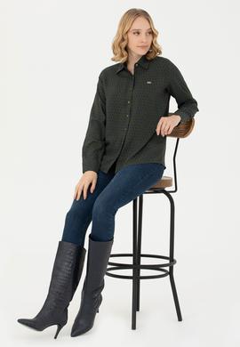 Kadın Haki Uzun Kollu Gömlek - 50272150003