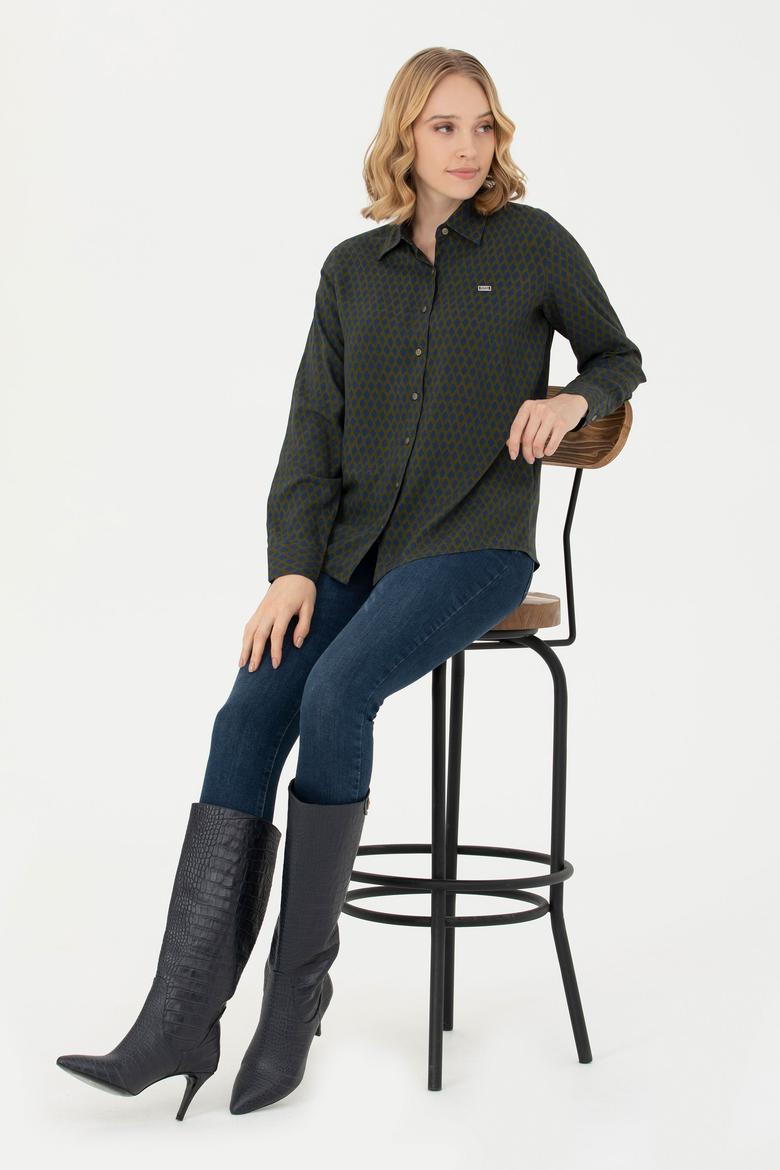 Kadın Haki Uzun Kollu Gömlek - 50272150003