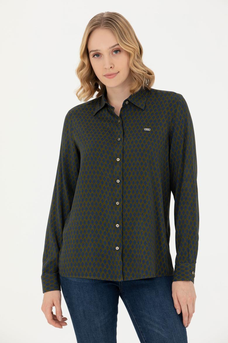 Kadın Haki Uzun Kollu Gömlek - 50272150003