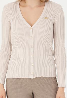 Kadın Krem Basic Triko Hırka - 50276235032