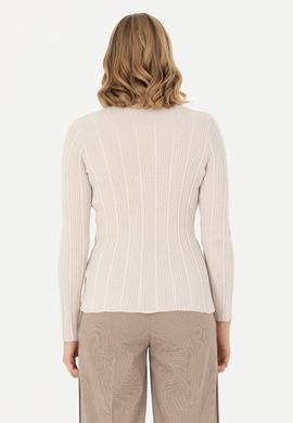 Kadın Krem Basic Triko Hırka - 50276235032