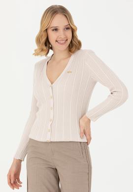 Kadın Krem Basic Triko Hırka - 50276235032