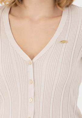 Kadın Krem Basic Triko Hırka - 50276235032