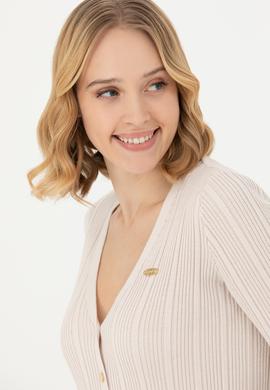 Kadın Krem Basic Triko Hırka - 50276235032