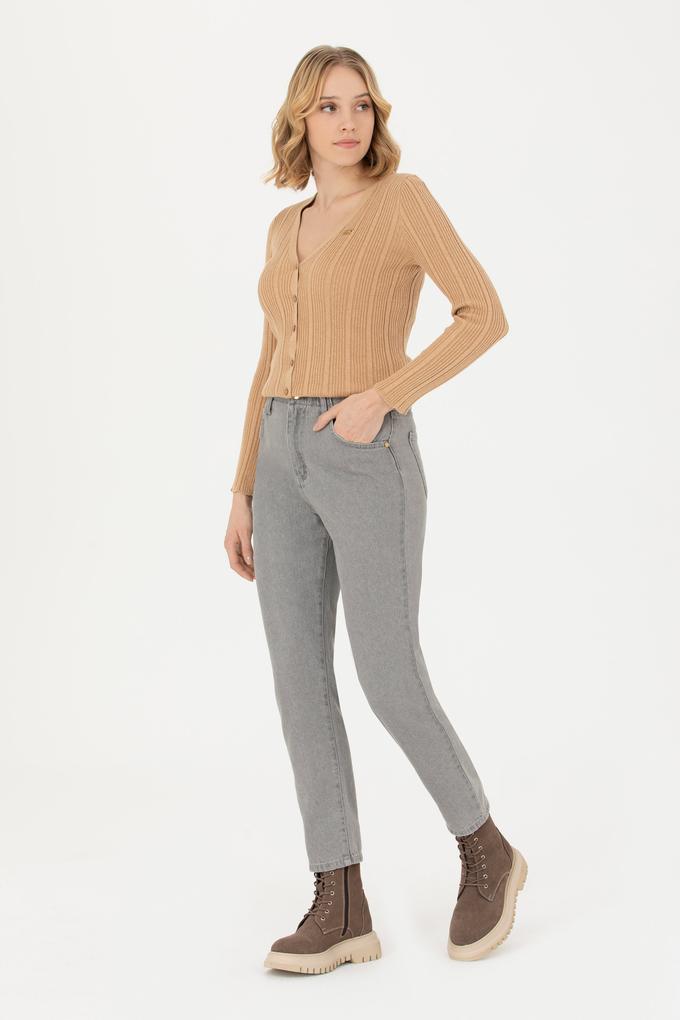 Kadın Kum Melanj Basic Triko Hırka