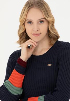 Kadın Lacivert Bisiklet Yaka Kazak - 50277306001