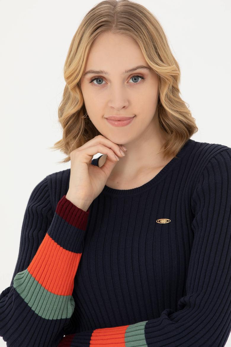 Kadın Lacivert Bisiklet Yaka Kazak - 50277306001