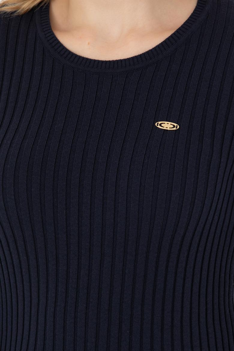 Kadın Lacivert Bisiklet Yaka Kazak - 50277306001